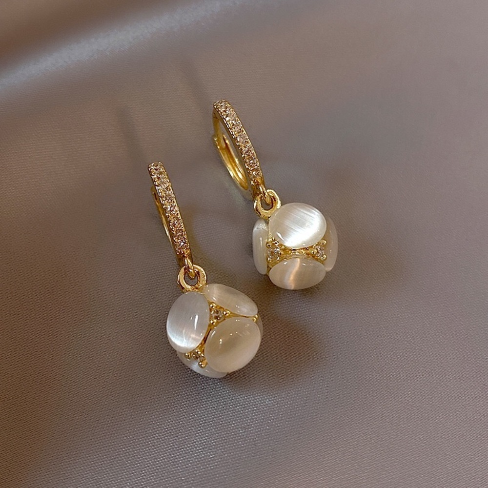 New DAINTY 14K GOLD STAINLESS STEEL OPAL CALI EARRINGS - Picture 4 of 8